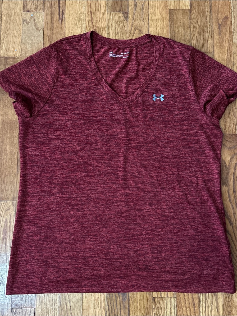 Under Armour Women's Heathered Burgundy V-Neck Performance Tee